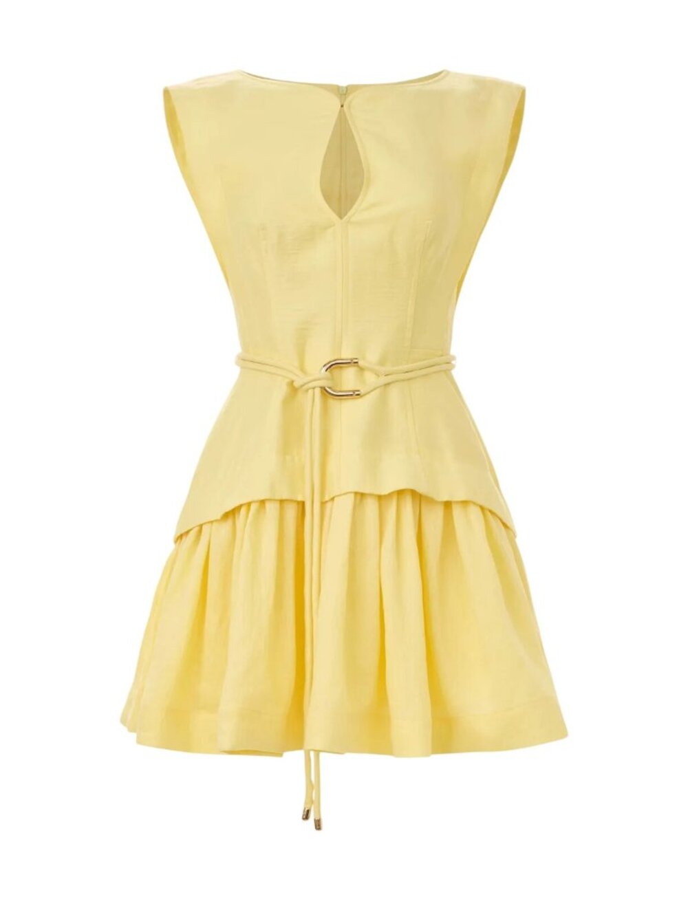 Acler Remly Mini Dress in Lemon Sorbet 8 Womens Belted Linen - Picture 14 of 16